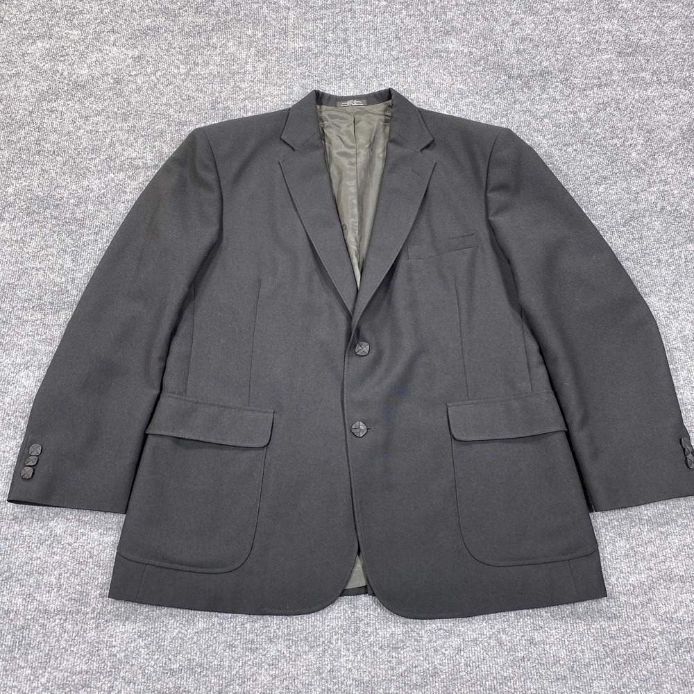 David Taylor Blazer Men 44R Black Two Button Patch Pocket Wool Professional